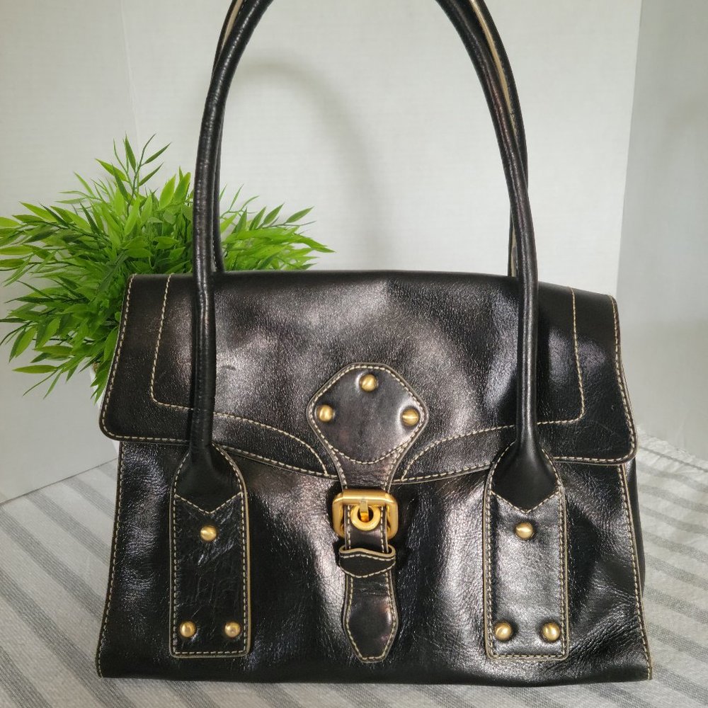 Maxx New York Structured Leather Shoulder Bag